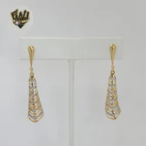 (1-1209-6) Gold Laminate - Two Tones Long Earrings - BGF