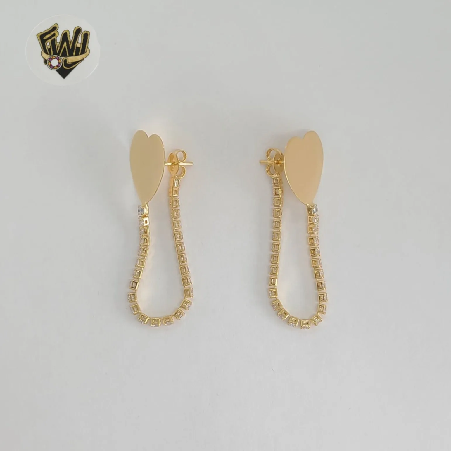 (1-1241-5) Gold Laminate - Heart Long Earrings - BGF