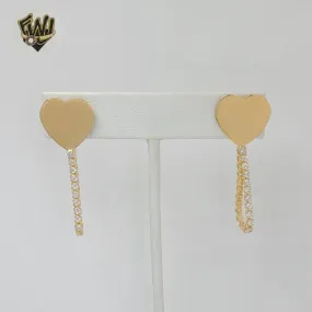 (1-1241-5) Gold Laminate - Heart Long Earrings - BGF