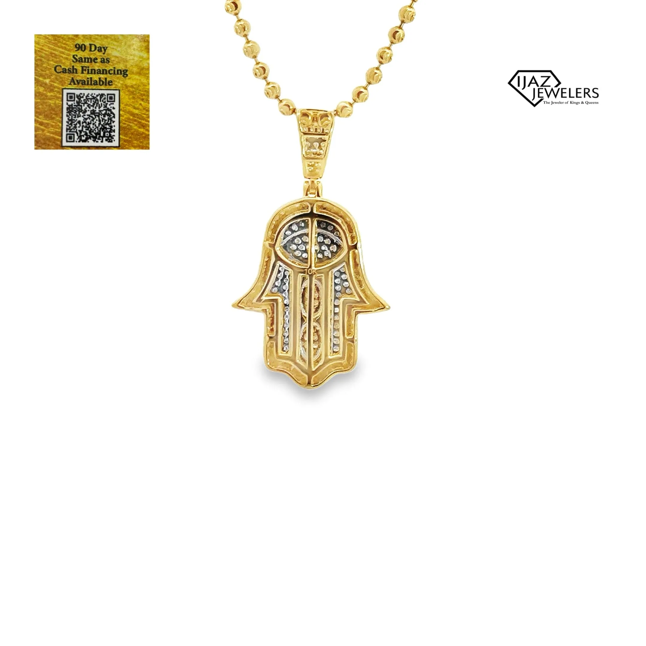 10K Gold Two Tone 0.46 CTW Diamond Hamsa Hand Charm