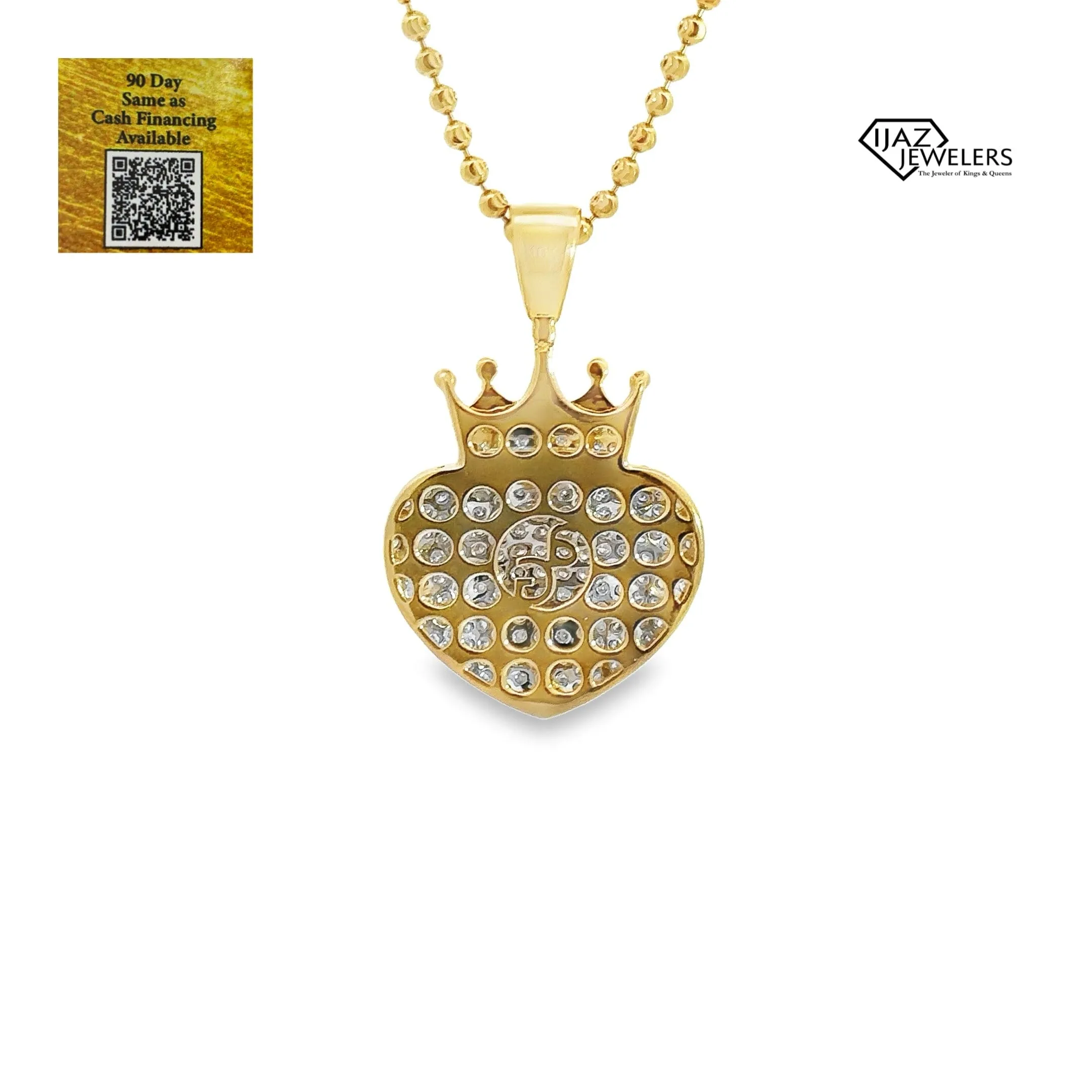 10K Gold Two Tone 1.01 CTW Diamond Crown Heart Charm