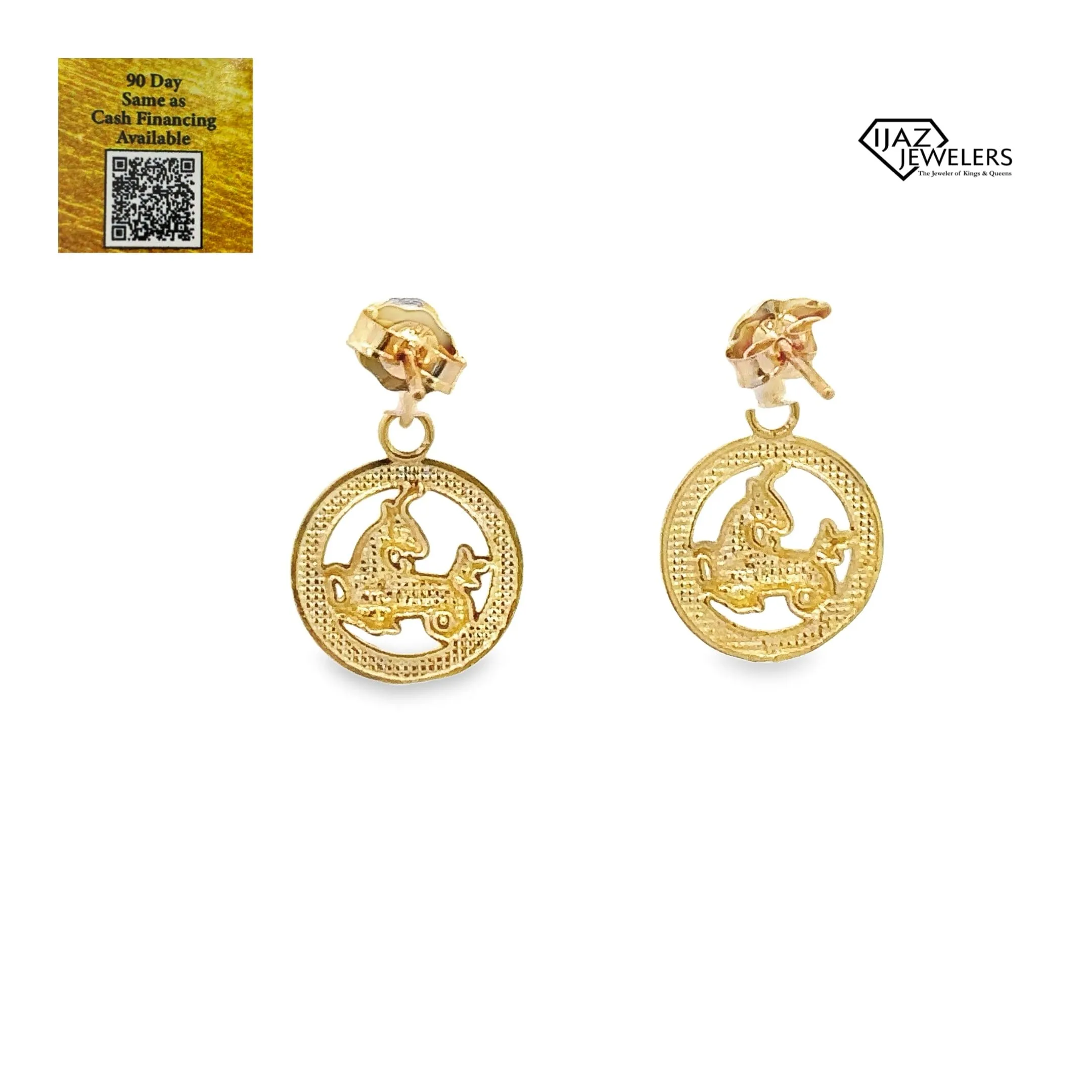 10K Gold Zodiac Capricorn Earrings