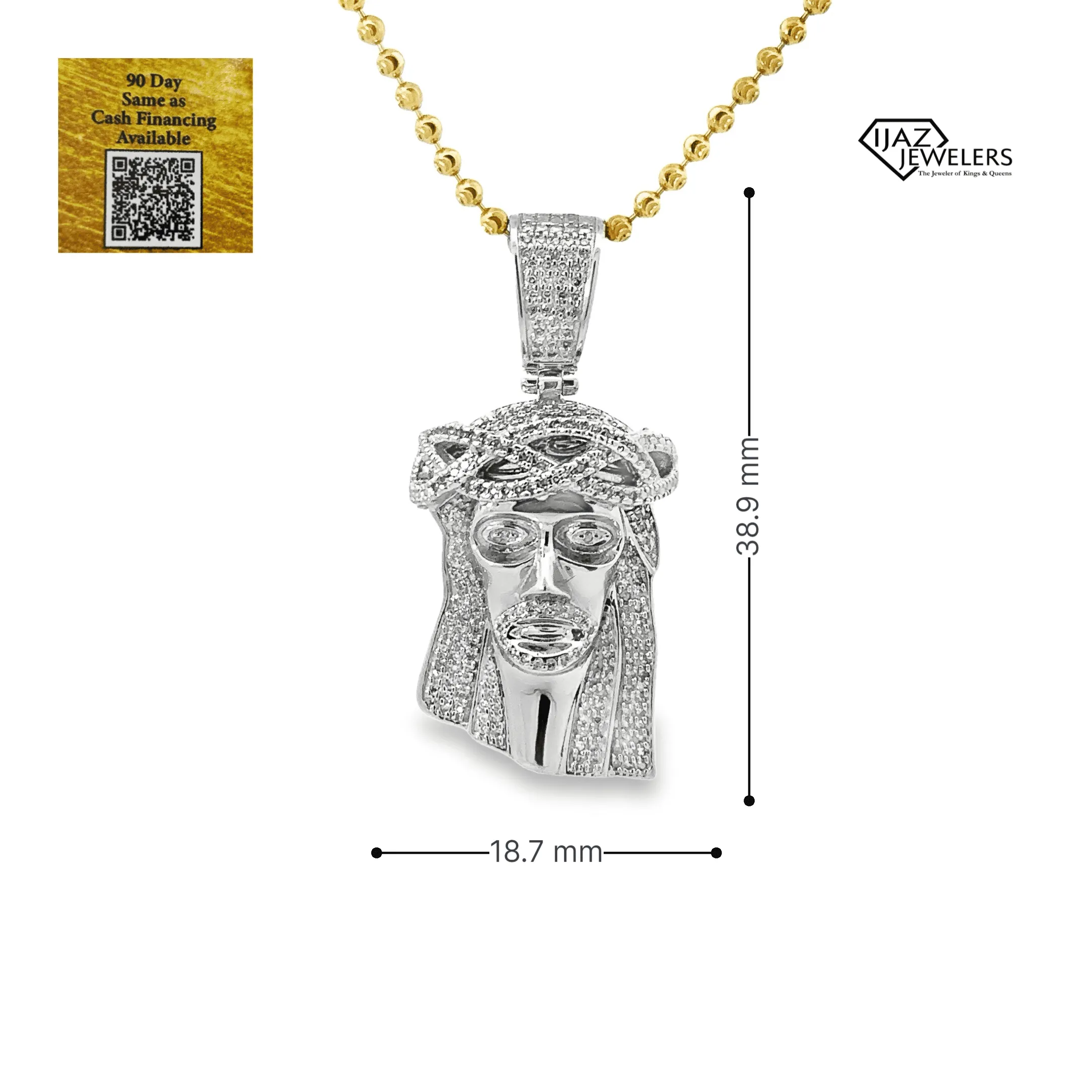 10K White Gold 0.50 CTW Diamond Jesus Charm