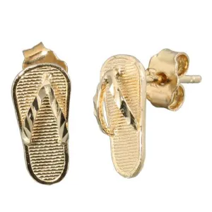 14K Yellow Gold Slipper (Flip Flop) Post Earrings