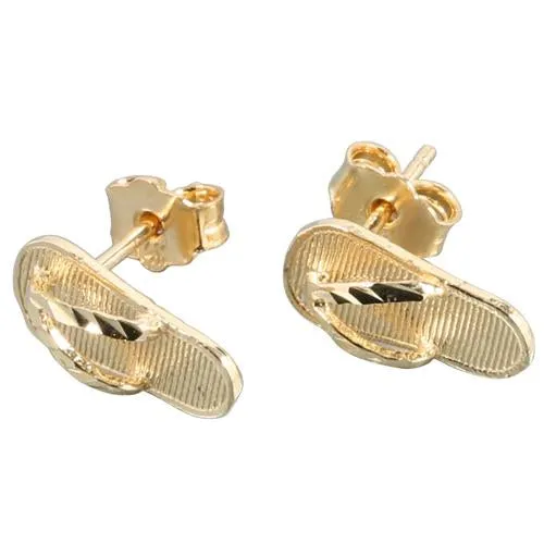 14K Yellow Gold Slipper (Flip Flop) Post Earrings