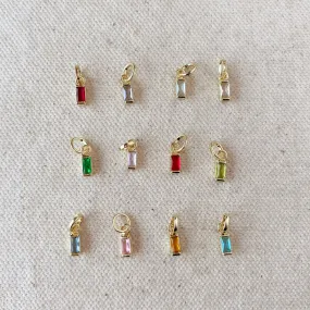 18k Gold Filled Baguette Birthstone Charm