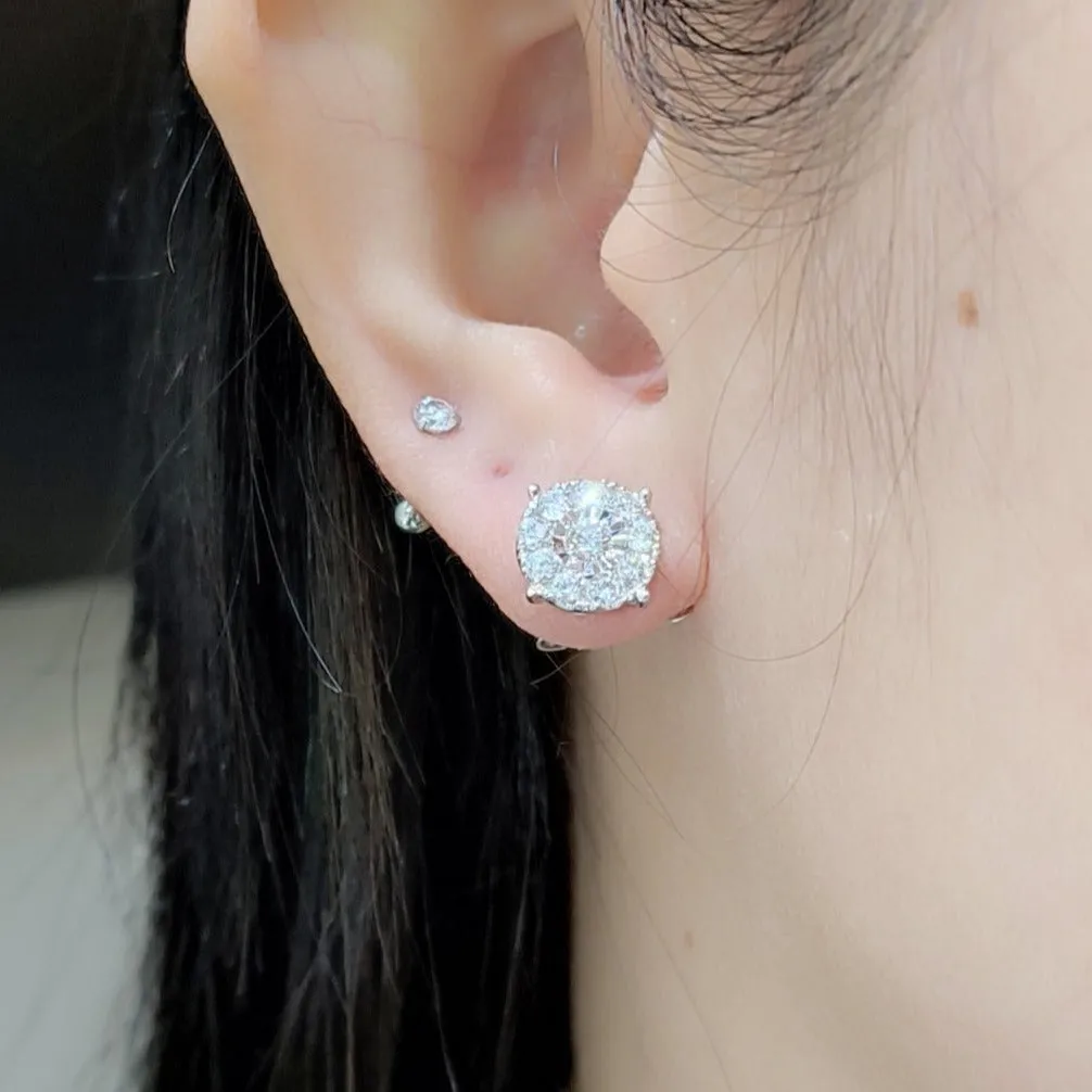 2 CT Two-Way Round Illusion Drop Diamond Earrings