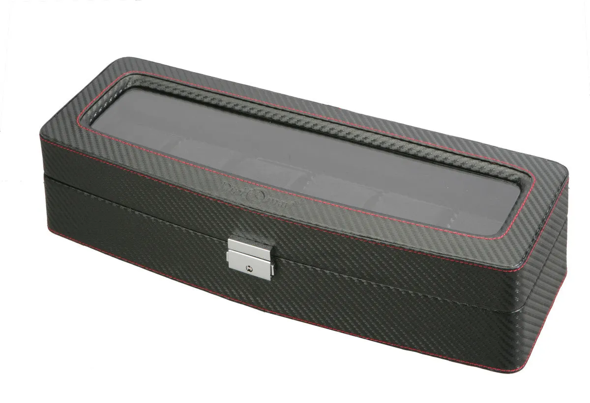 (6) Diplomat Carbon Fiber Watch Box with Clear Top