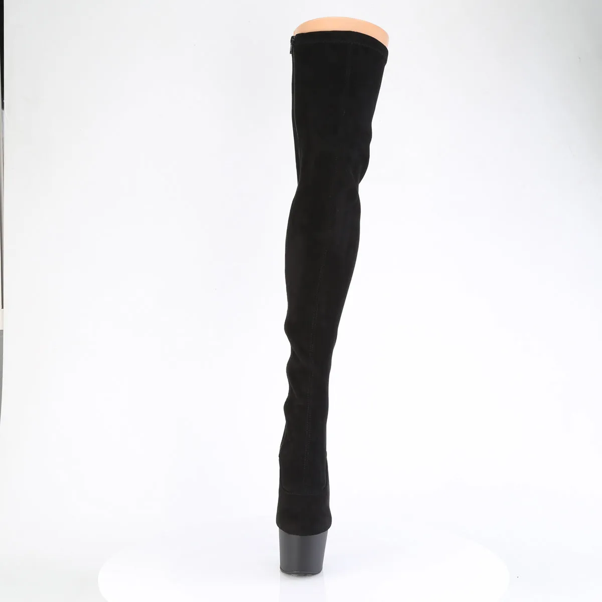 7 Inch Heel ADORE-3063 Black Stretch Microfiber