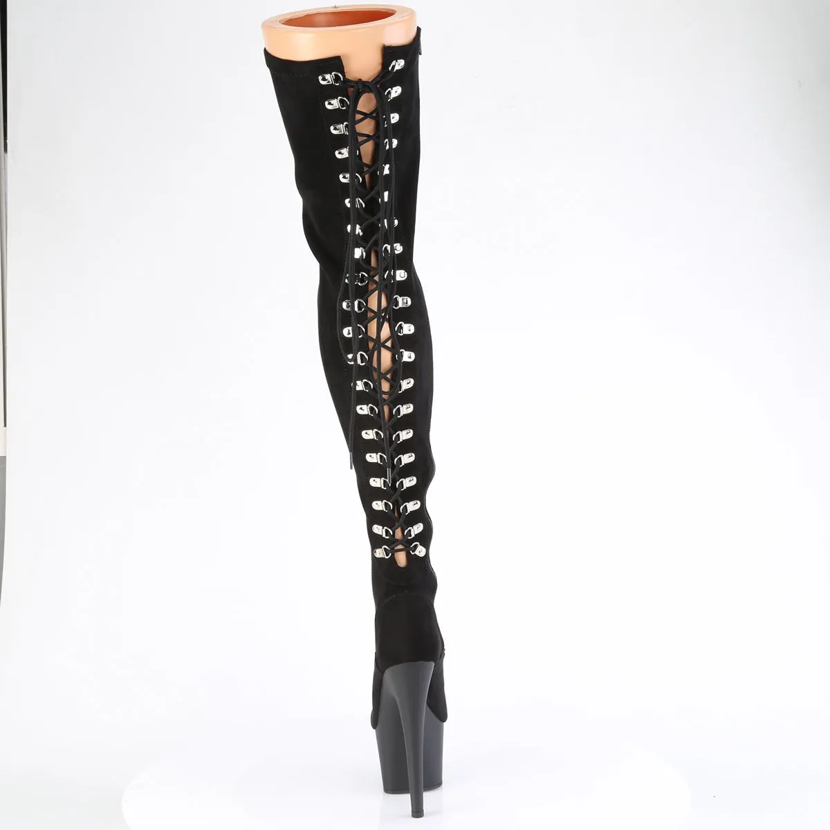 7 Inch Heel ADORE-3063 Black Stretch Microfiber