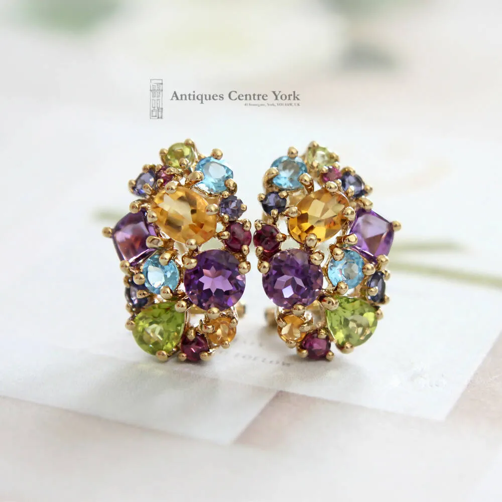 9ct Multigem Cluster Earrings