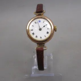 9ct Yellow Gold Ladies Watch In Original Box Antique 1919 Art Deco