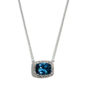 A & Furst - Dynamite - Pendant Necklace with London Blue Topaz and Diamonds, 18k White Gold