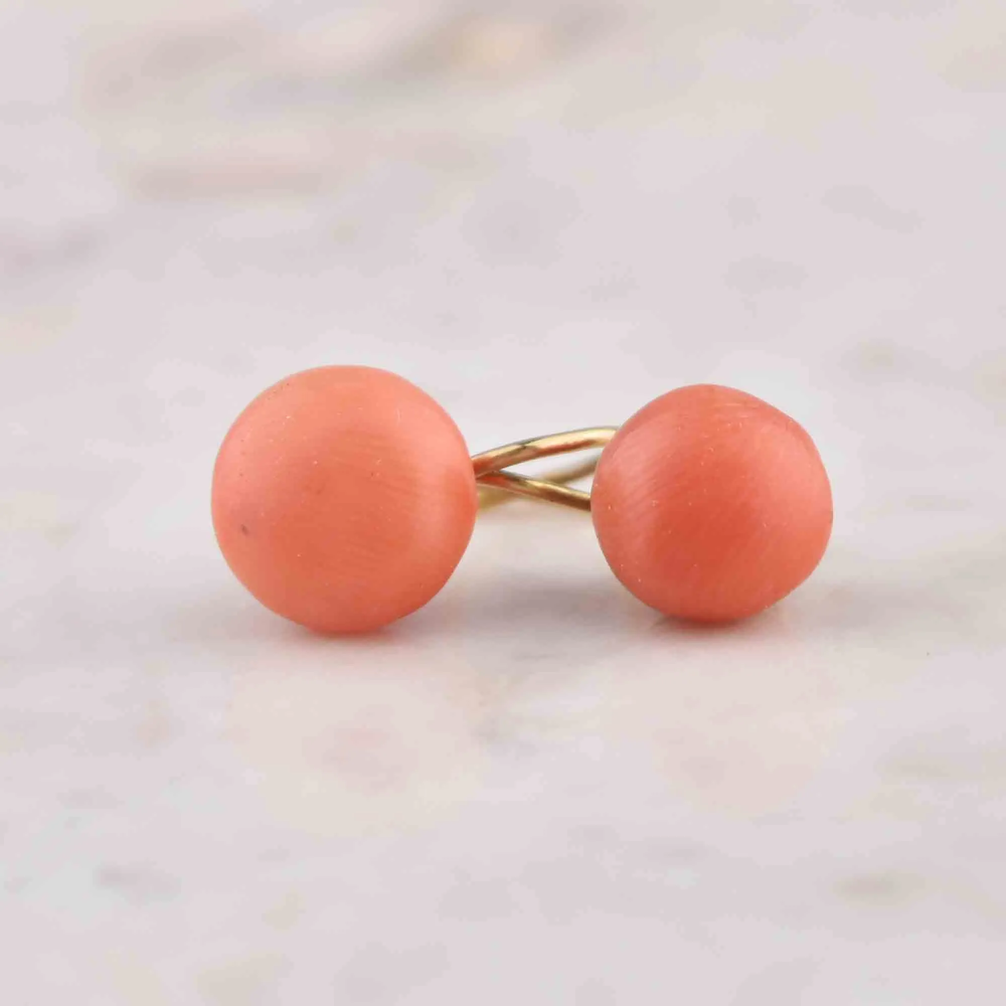 Antique Victorian 14K Gold Dormeusse Coral Earrings