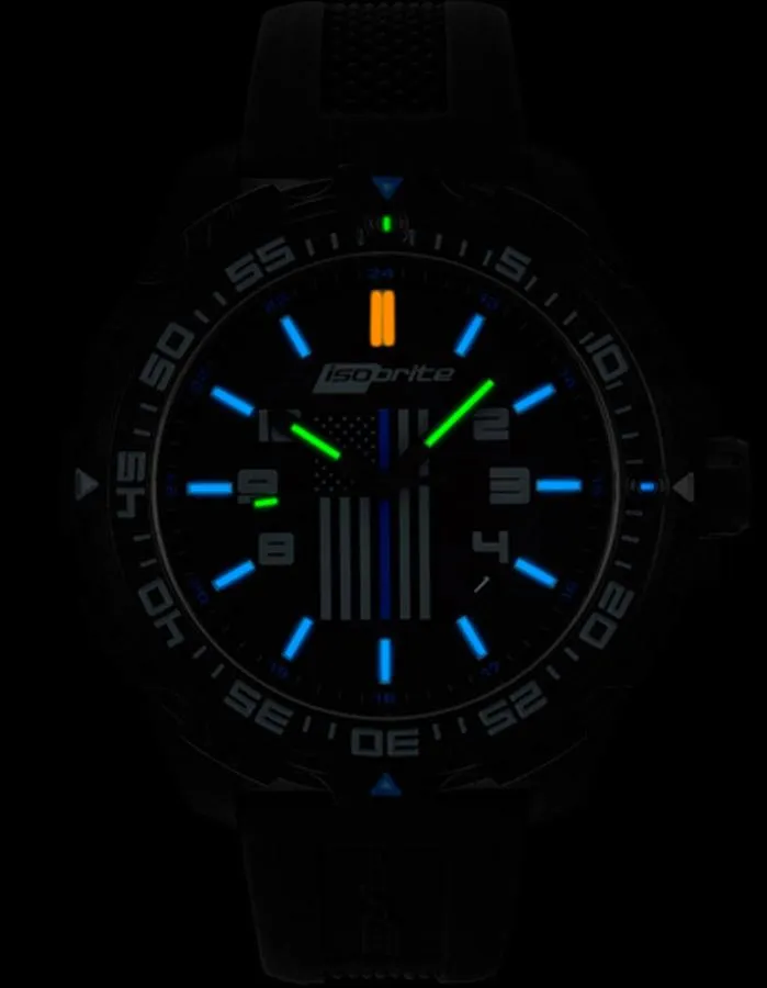 ArmourLite Isobrite Thin Blue Line Limited Edition Mens Watch - Black - 47mm