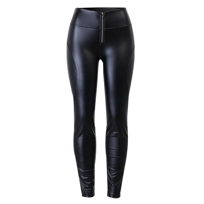 Autumn Winter Zipper Faux Leather Pants