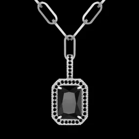 Black Agate September Birthstone Necklace in White Gold KRKC