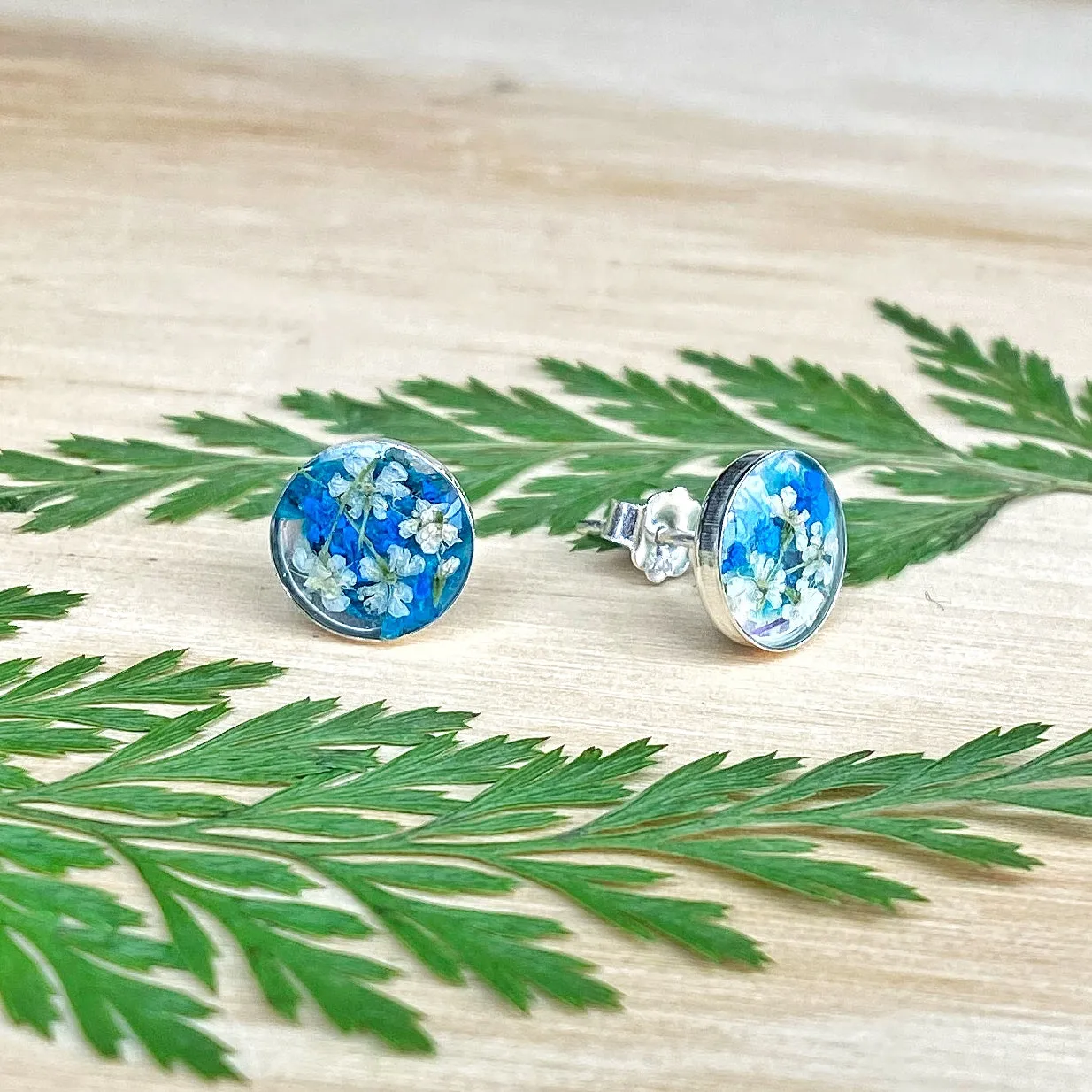 Blue Botanical Garden Stud Earrings - BG62