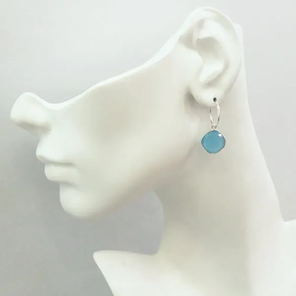 Blue Chalcedony Loop Single Drop Earrings