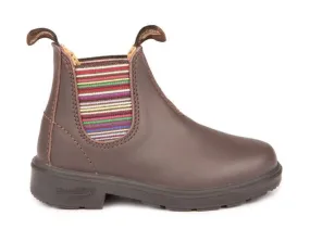 Blundstone #1413 - Blunnies Children's Boot (Brown/Striped Elastic)