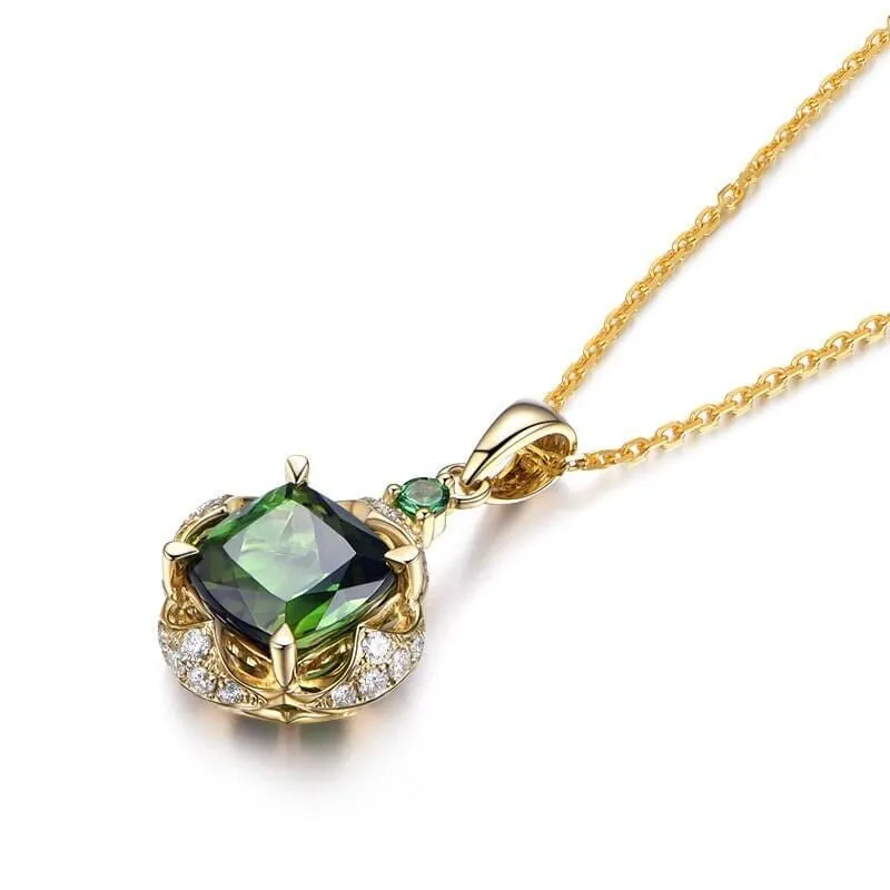 Bohemian Green Rhinestone Pendant Necklace