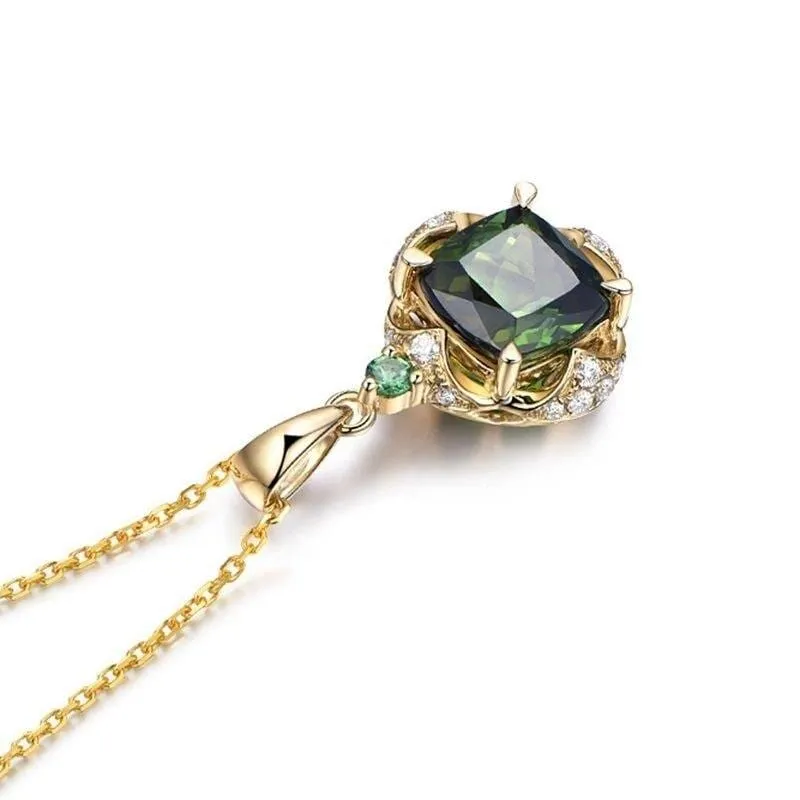 Bohemian Green Rhinestone Pendant Necklace