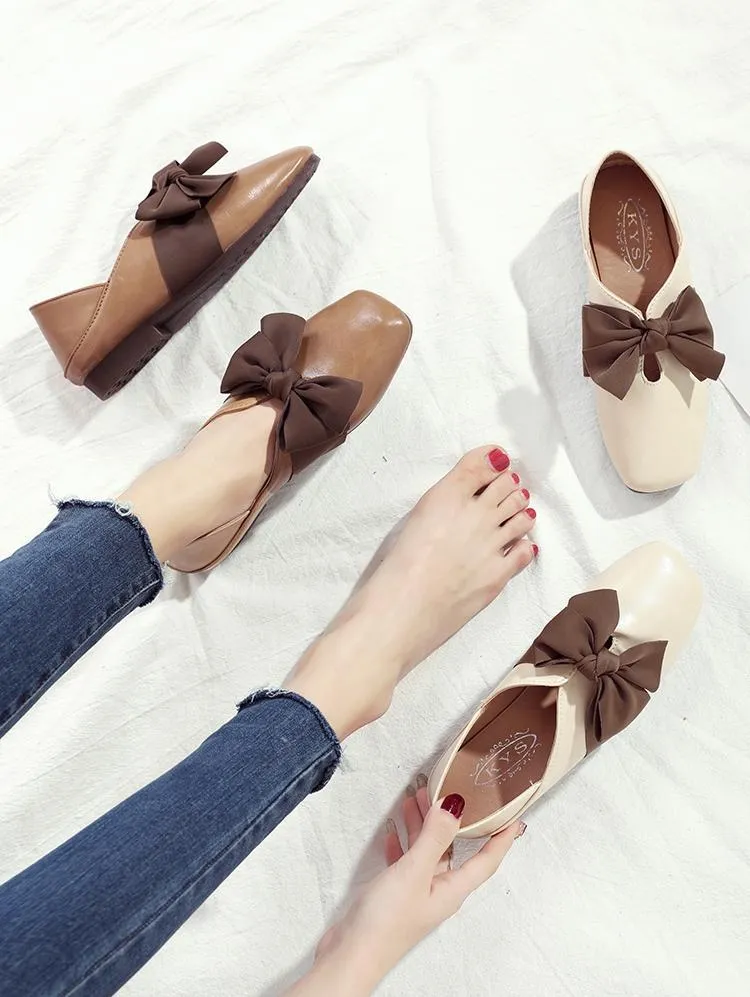 Bow Flop Round Toe Ballet Flats