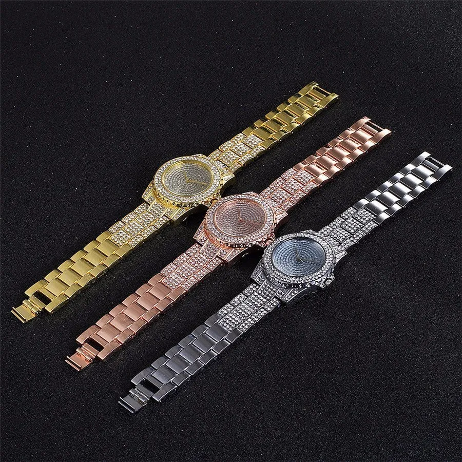 Brand Rose Gold Watch Luxury Women Dress Rhinestone Crystal