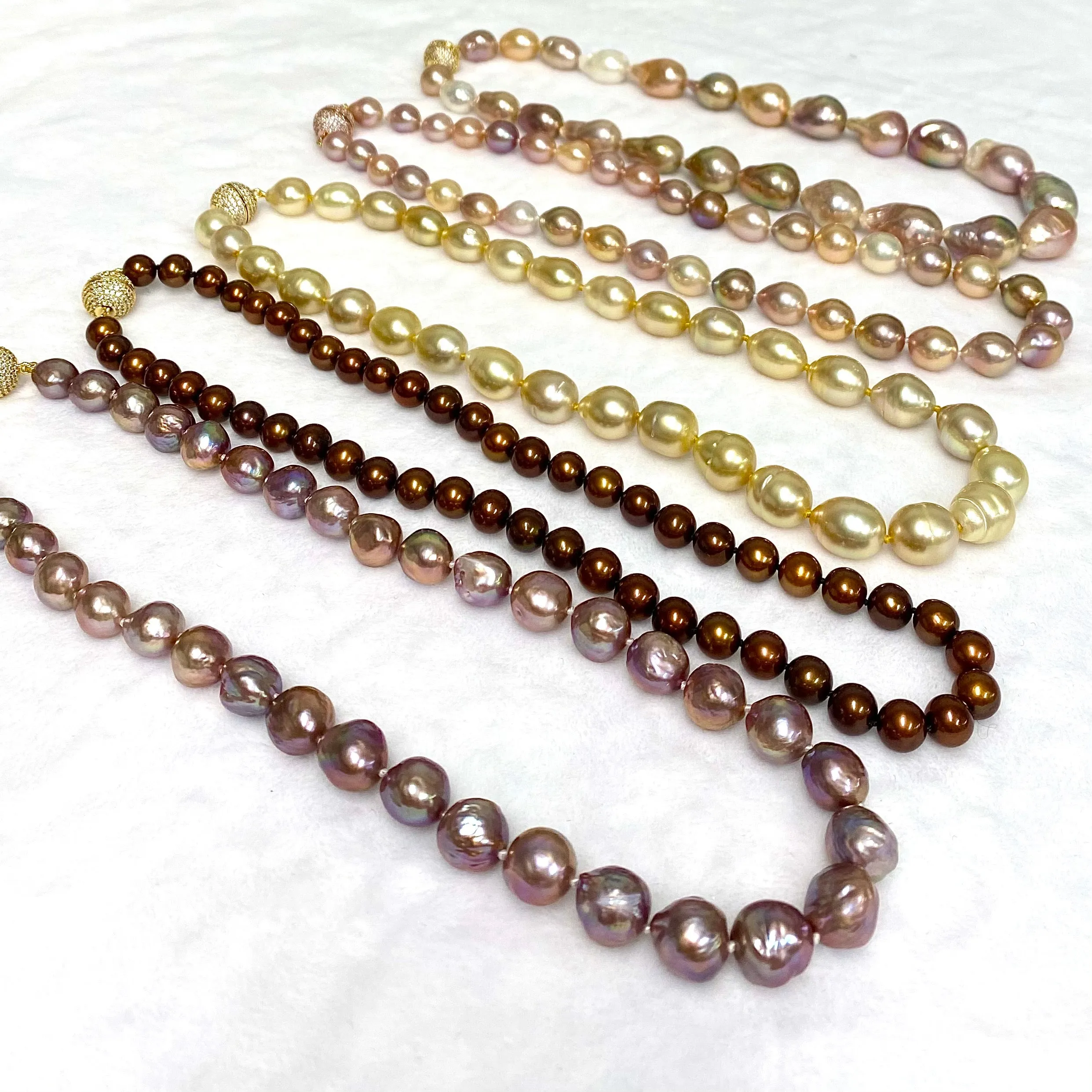 Chocolate pearls strand necklace  (N362)