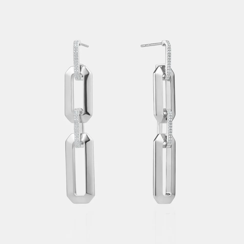 Chunky Diamond Link Earrings