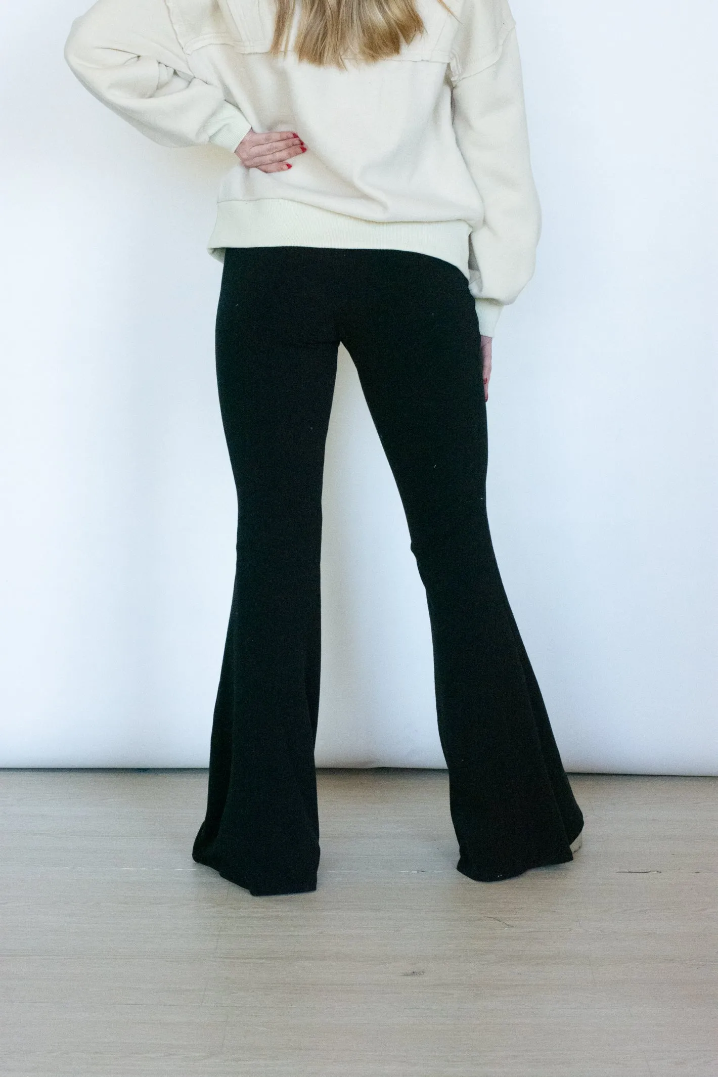 Cozier Than Ever Black Jersey Flare Pant