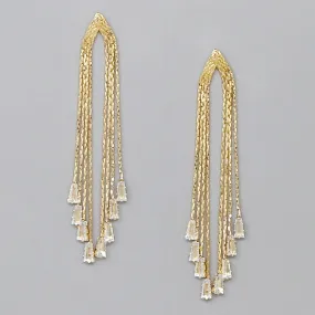 CZ Embellished Chain Fringe Earrings