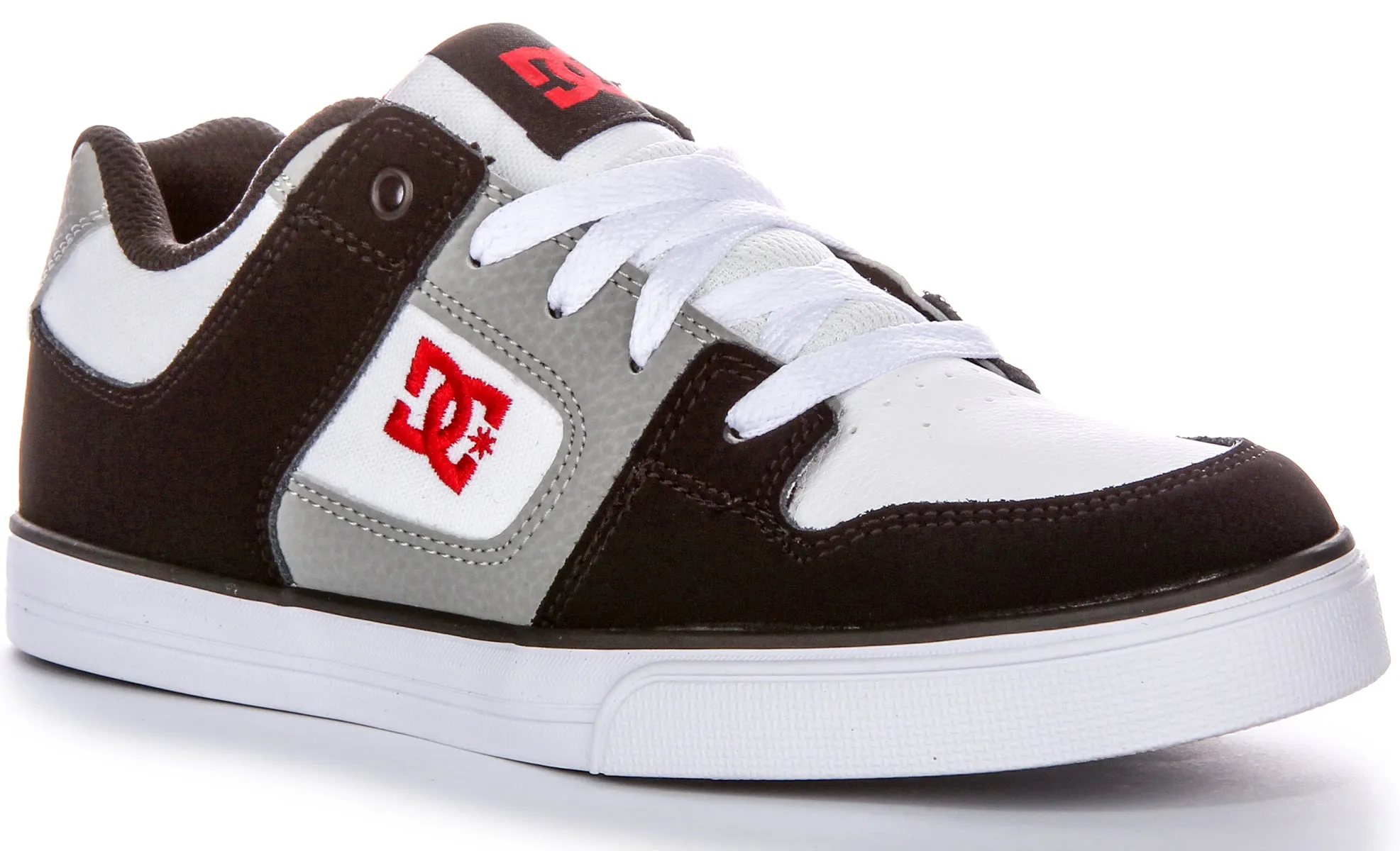 Dc Shoes Pure In Whitet Black Grey Trainer For Youth