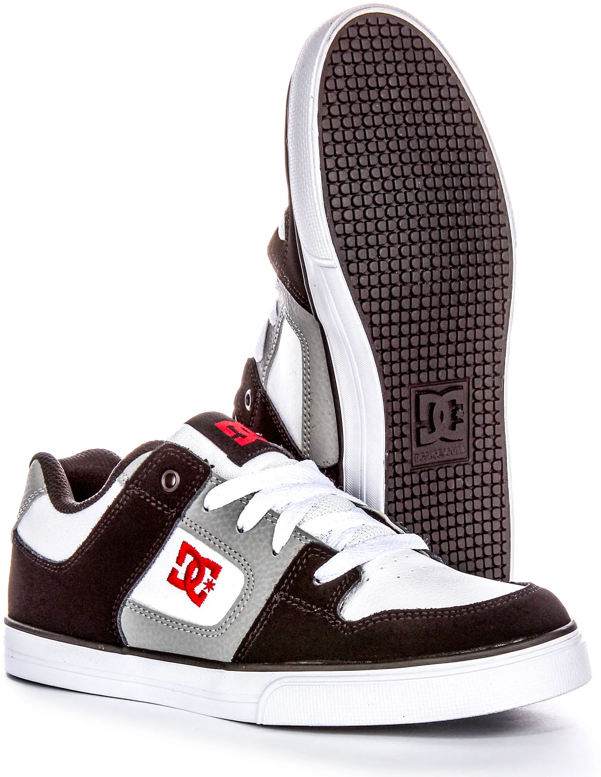 Dc Shoes Pure In Whitet Black Grey Trainer For Youth