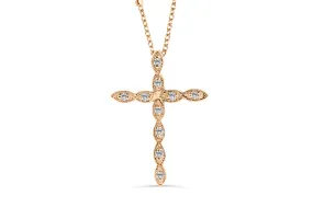 Diamond Cross Pendant 0.12 CT TW 14K Rose Gold DPEN019