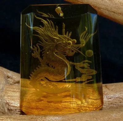 Dragon Protects Chinese  Crystal Pendant (CP-252)