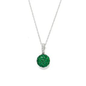 Emerald Cluster Pendant Necklace in 18K White Gold