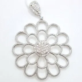 Floral Diamond Pendant 14K White Gold