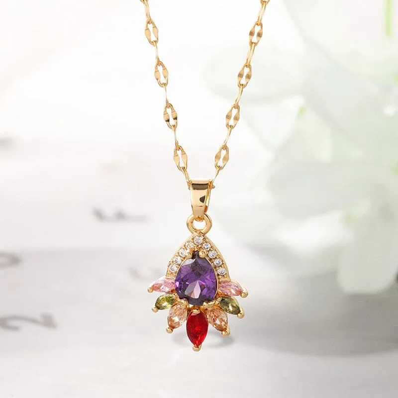 Gold Plated Peacock Pendant Necklace