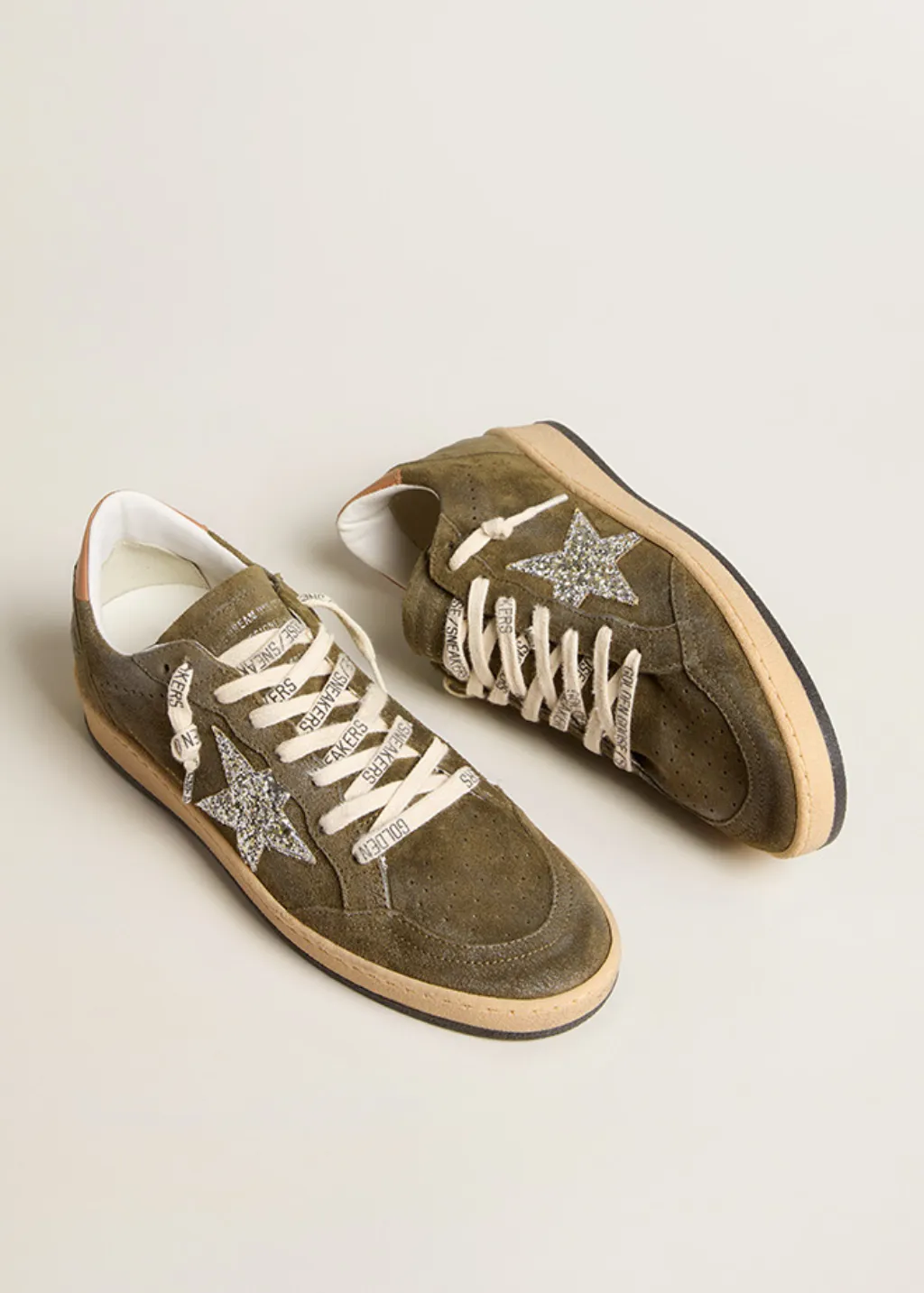 Golden Goose Ball Star Suede Sneakers in Olive