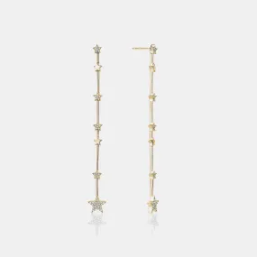 Graduated Gold and Diamond Star Earrings