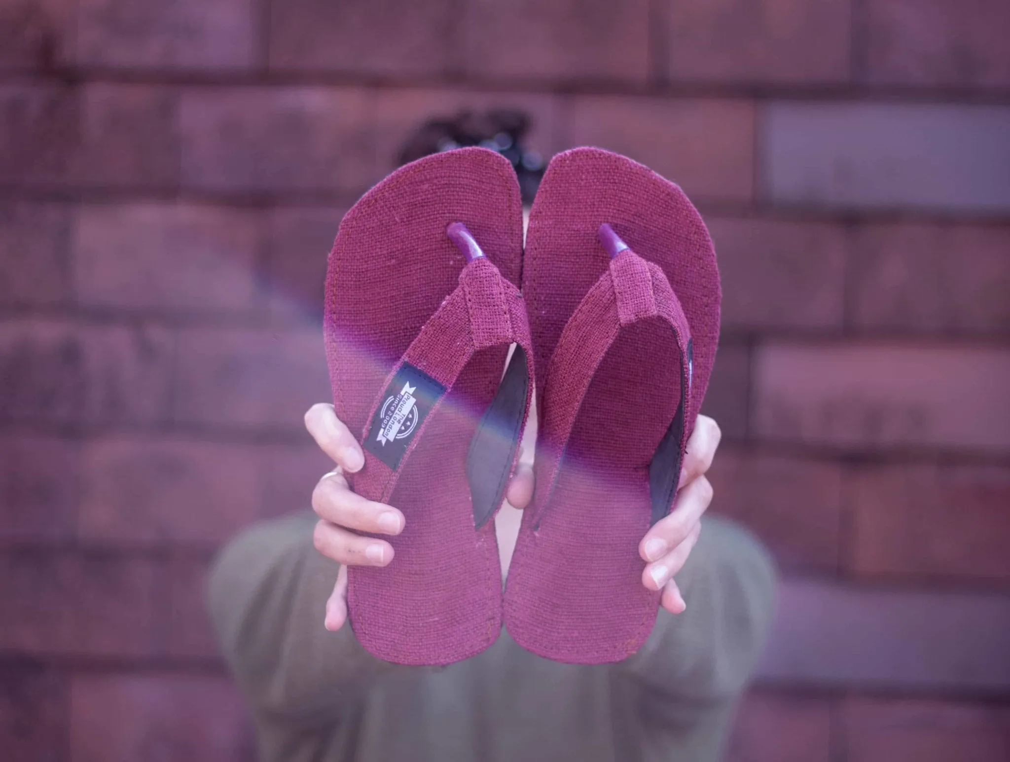 Handmade Eco-friendly Hemp Flip-Flop - Burgundy