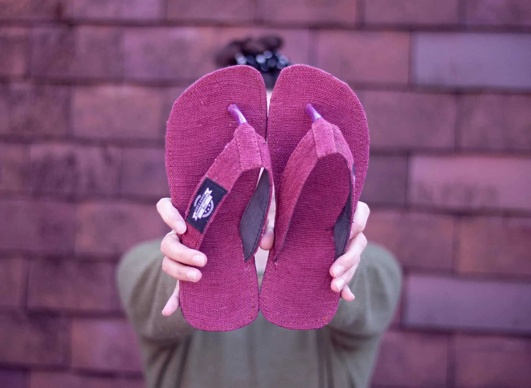 Handmade Eco-friendly Hemp Flip-Flop - Burgundy