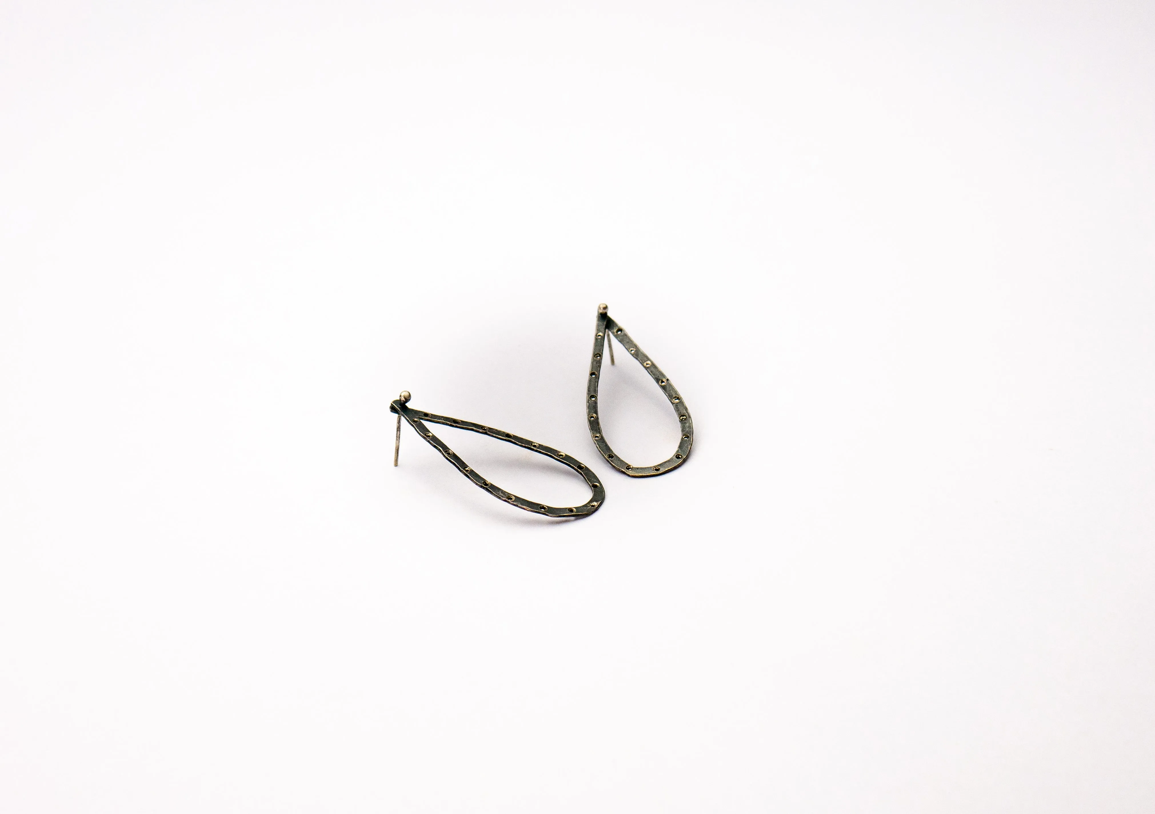 Handmade sterling silver minimal earrings, teardrop shape