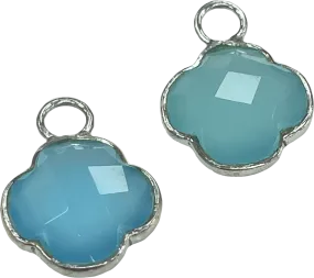 Heavenly London Silver / Blue Amethyst Clovers Detachable Drops For Huggies/hoop Earrings