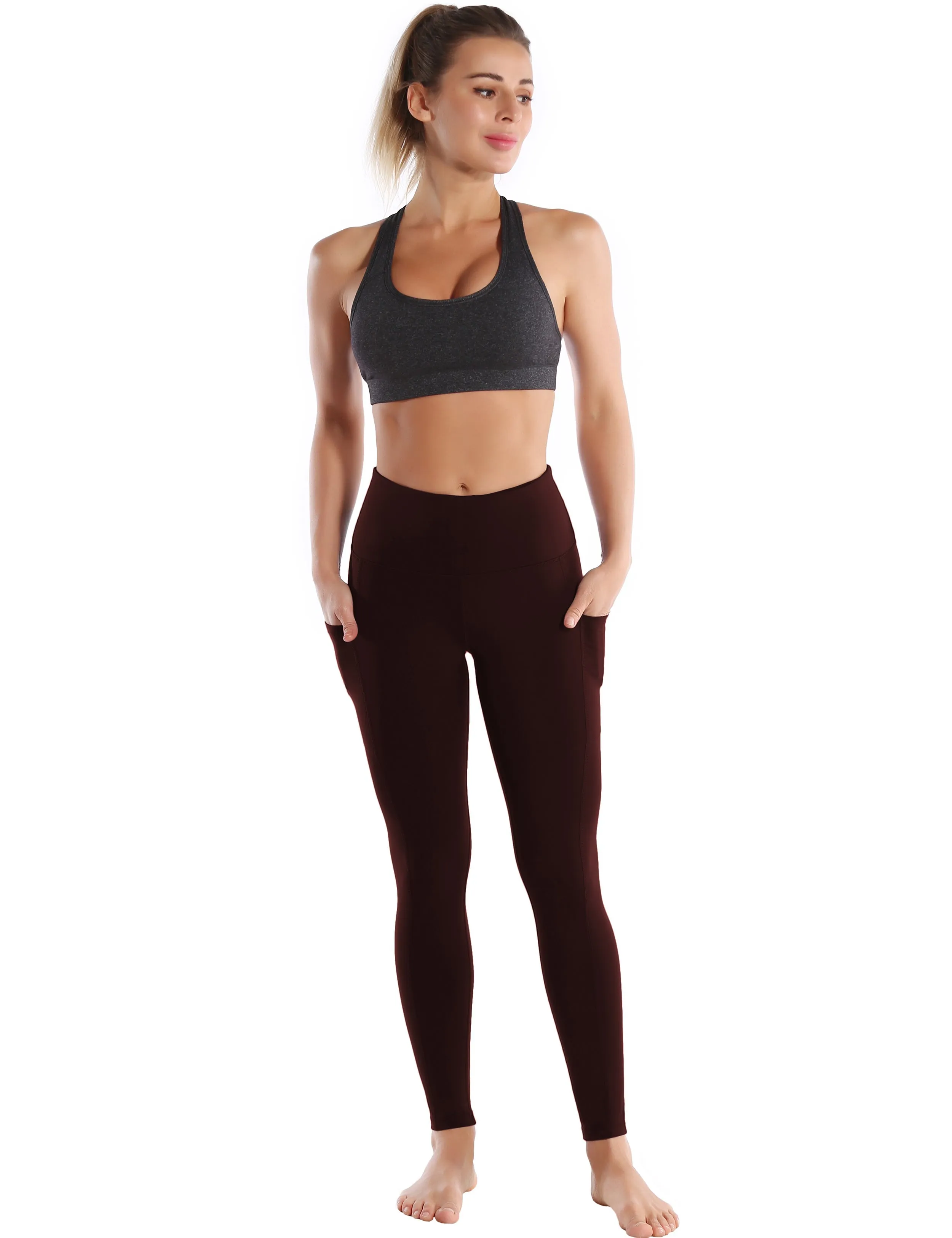 Hip Line Side Pockets yogastudio Pants mahoganymaroon_yogastudio