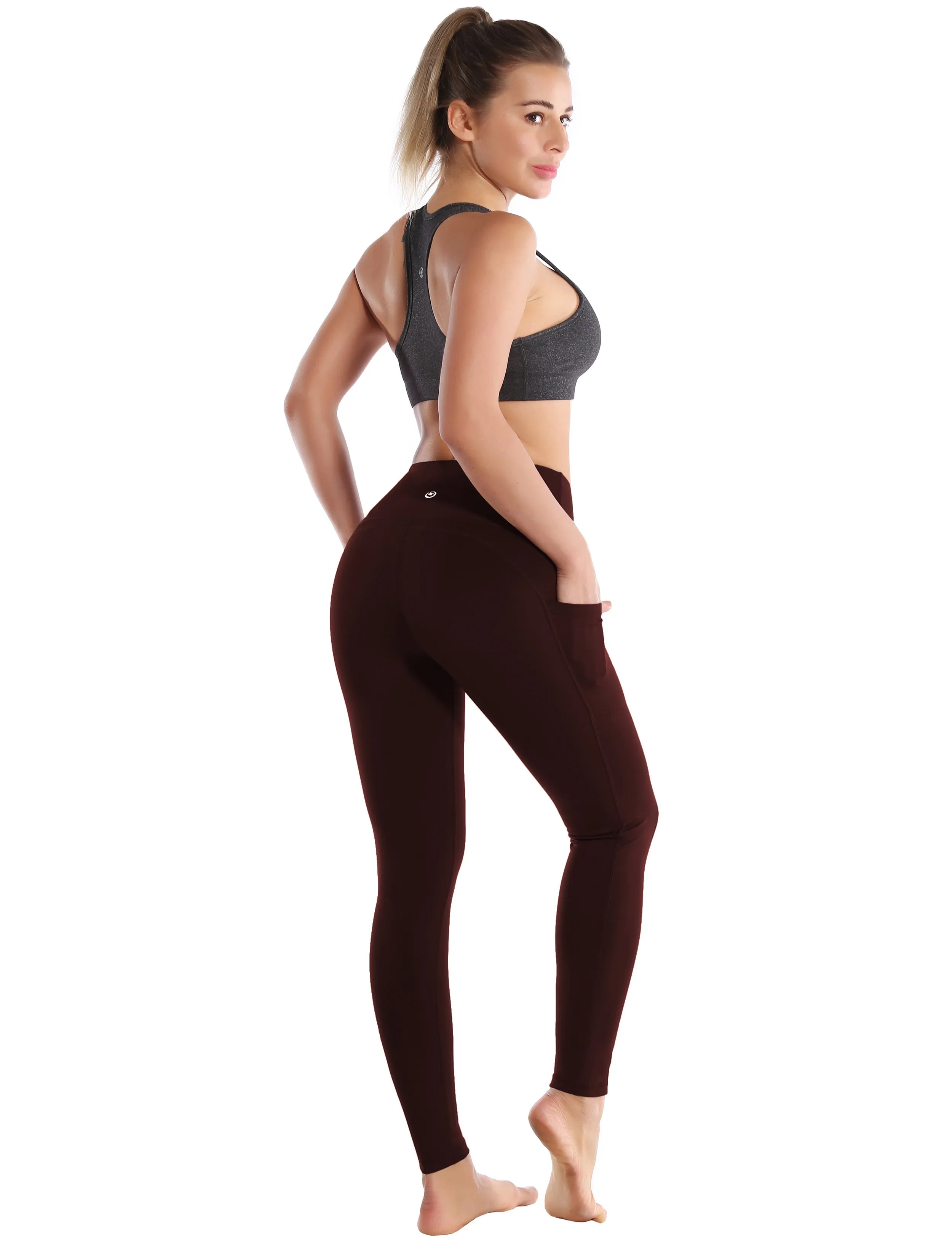 Hip Line Side Pockets yogastudio Pants mahoganymaroon_yogastudio