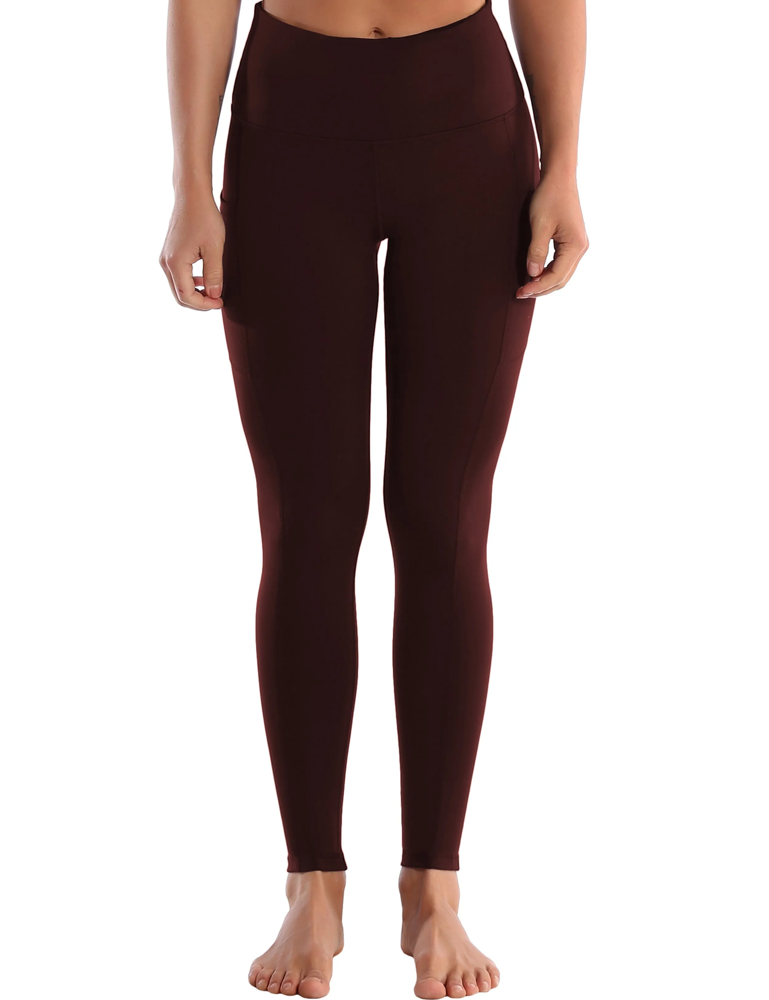 Hip Line Side Pockets yogastudio Pants mahoganymaroon_yogastudio