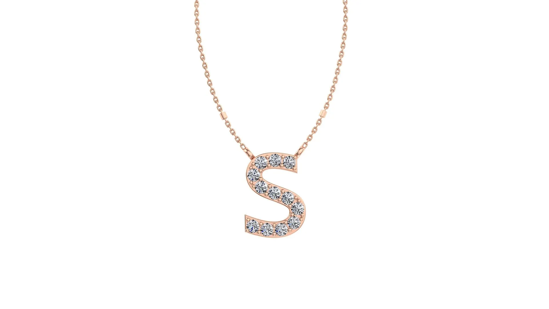 Initial S Diamond Pendant 14K Gold DIP019