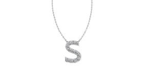 Initial S Diamond Pendant 14K Gold DIP019